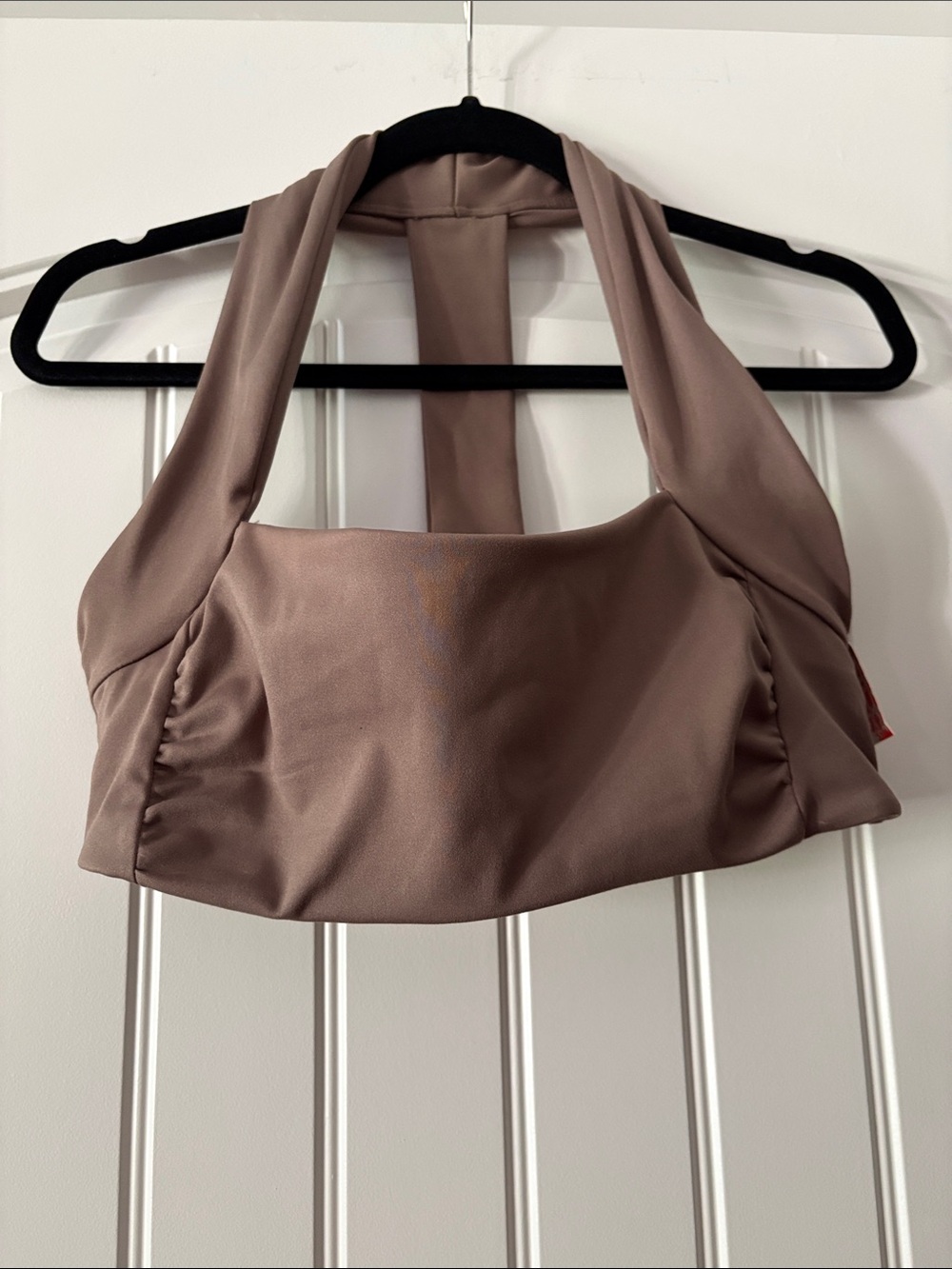 Sculpted Halter Sports Bra in Taupe